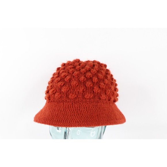 Vintage 90s Coogi Style Blank Textured Knit Bucket Hat Cap Burnt Orange Womens My Thrifted Vintage Coogi Sweater Look | 90s Black Girl Style main image 4